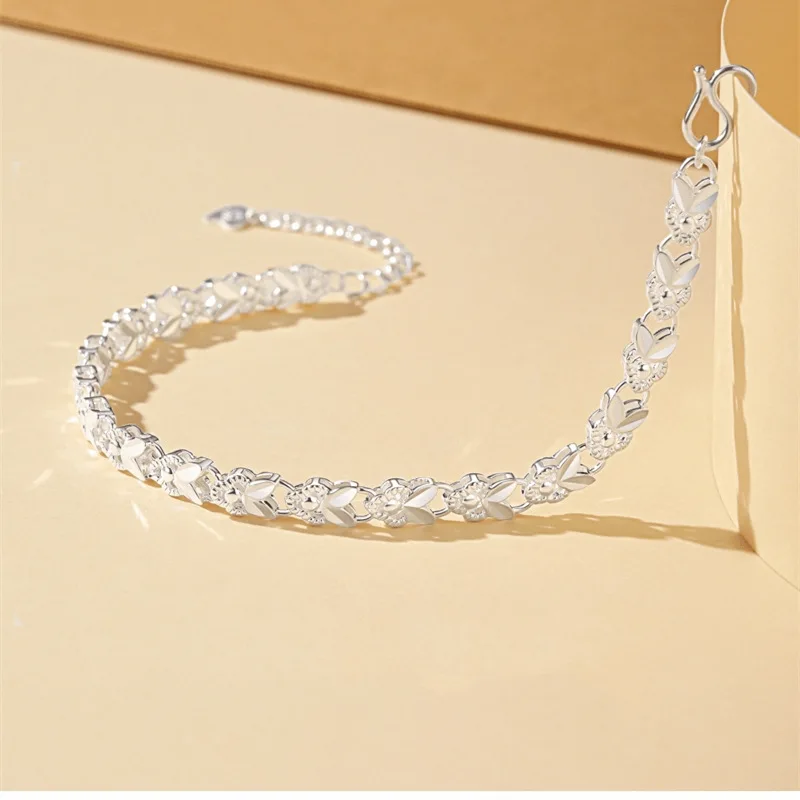 

925 Sterling Silver Bracelet Chain for Women Luxury Fashion Party Wedding Jewelry Lovers Gift Charms 20CM Hot Sale