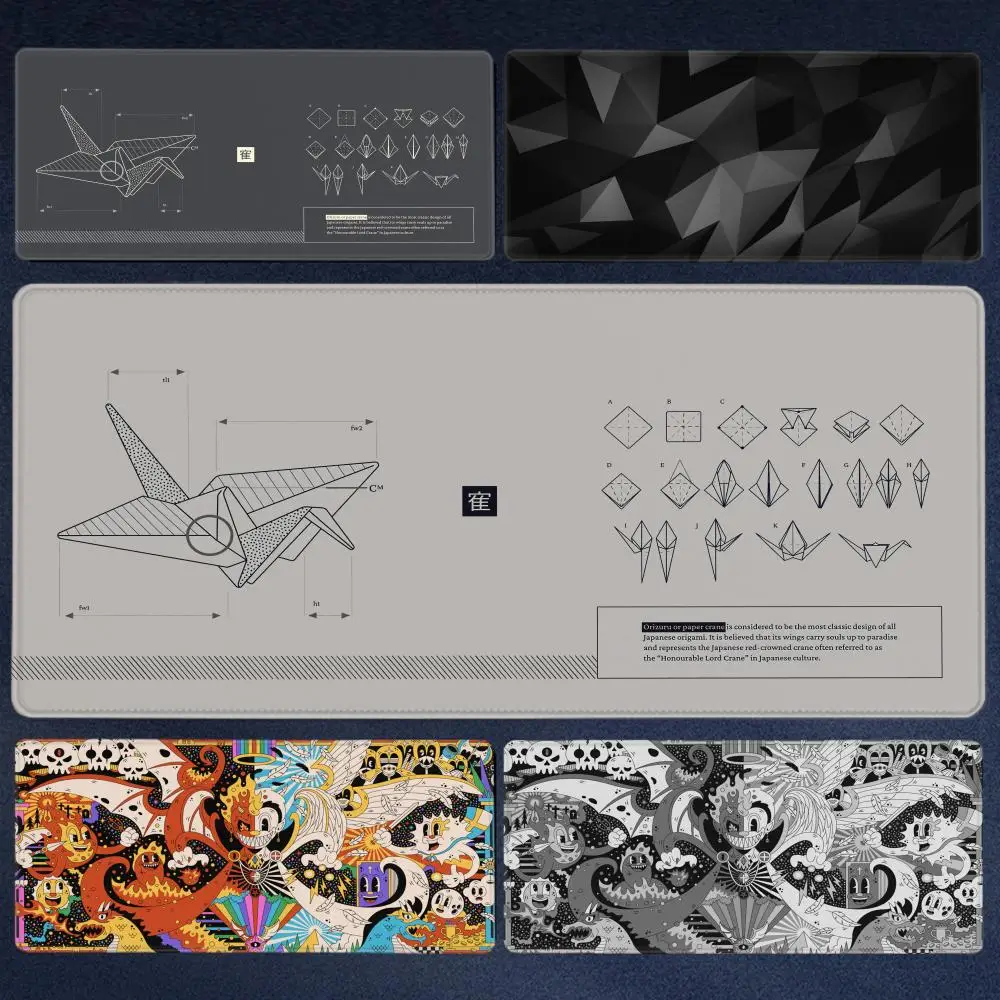 

Origami Crane Desk Mat Black Mouse Pad Gamer Laptop Office Carpet Big Mousepad Xxl Anime Computer Tables Rubber Large Deskmat