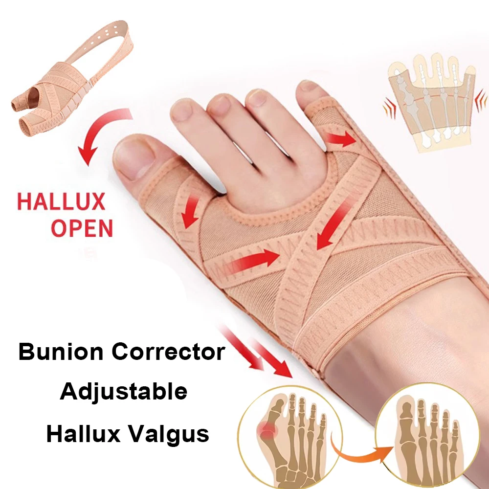 

Adjustable Hallux Valgus Bunion Corrector Orthotics Big Toe Separator Thumb Correction Pedicure Foot Finger Straightener Sock