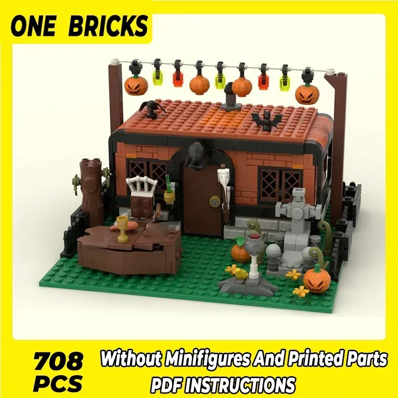 

Moc Building Blocks Street View Model Halloween Campground Technical Bricks DIY Assembly Famous Toys For Childr Holiday Gifts