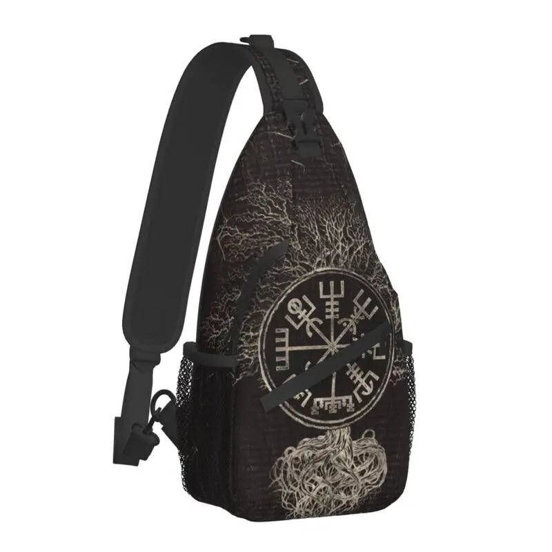 Vegvisir e árvore da vida yggdrasil estilingue peito saco viking bússola ombro crossbody mochila para homem viajar daypack