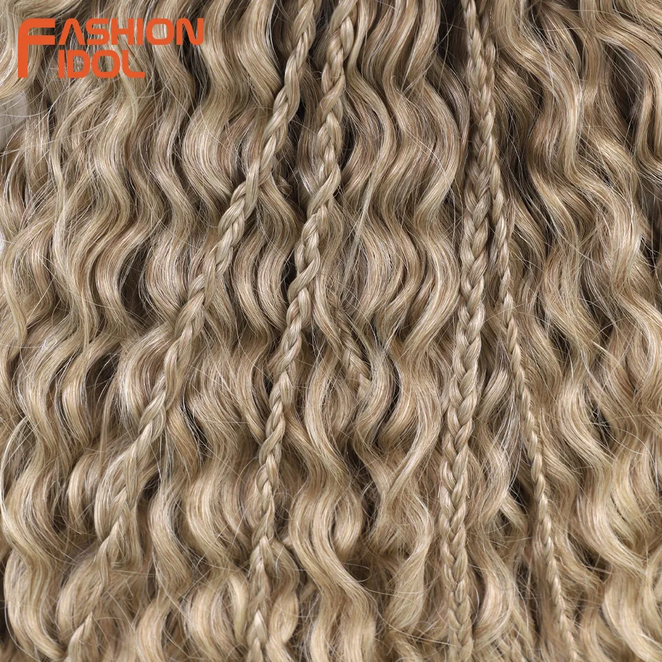 Ariel Kinky Curl Hair Twist Crochet Hair Synthetic Braid Fake Hair Ombre Blonde 24 Inch 3PCS Water Wave Braiding Hair Extensions