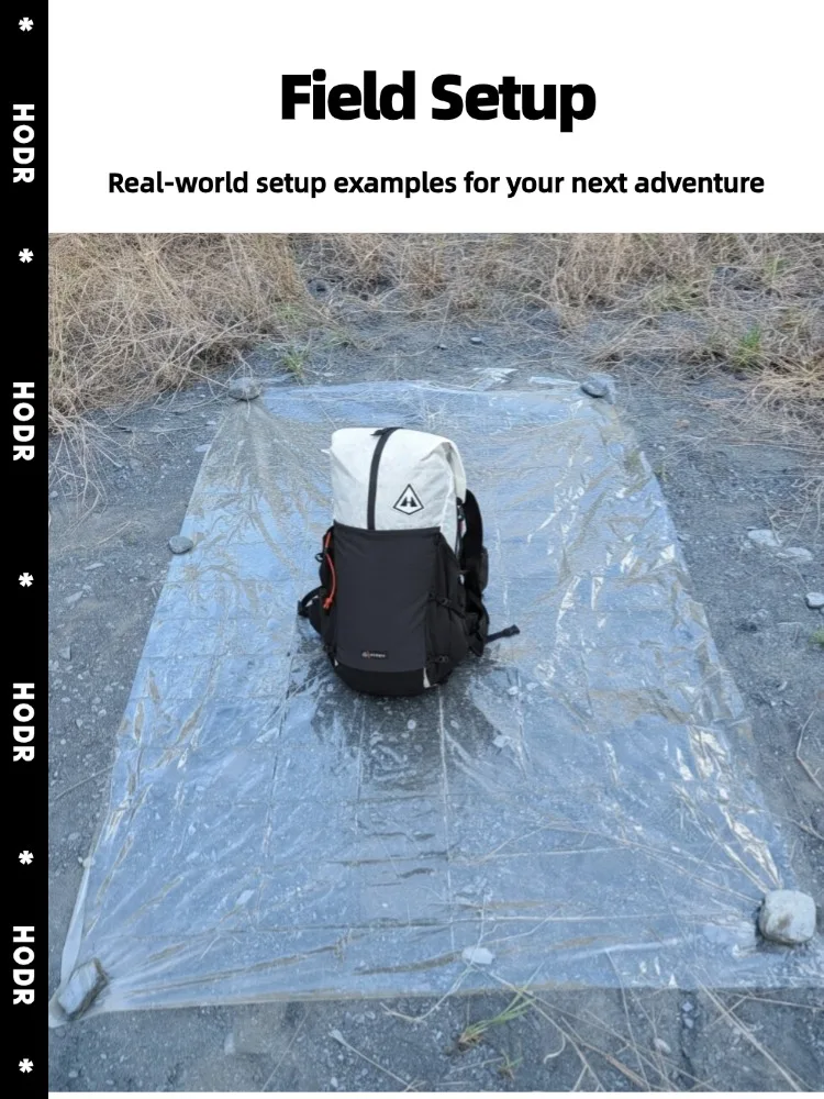 【HODRGEAR】Ultraleichte, wasserdichte Zeltunterlage aus Polycro, kompakte, tragbare Campingausrüstung, Wanderunterstand. – Detail 8