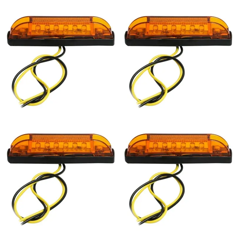 

Superior-4Pcs 4-дюймовый янтарный светодиодный светильник 12 В герметичный универсальный полосовой светильник 6LED RV Marine Boat