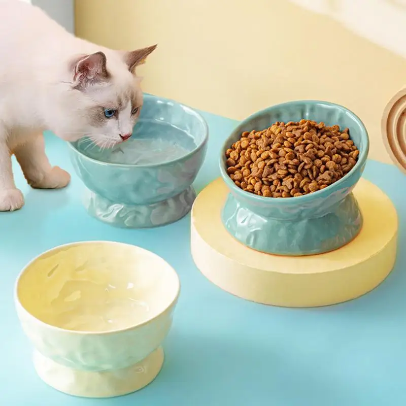 ceramic cat food bowls Elevated Tilted Feeding Dish Water Bowls  Elevated dog Food Bowl Wide Cat Food Bowl Food Water Feeders