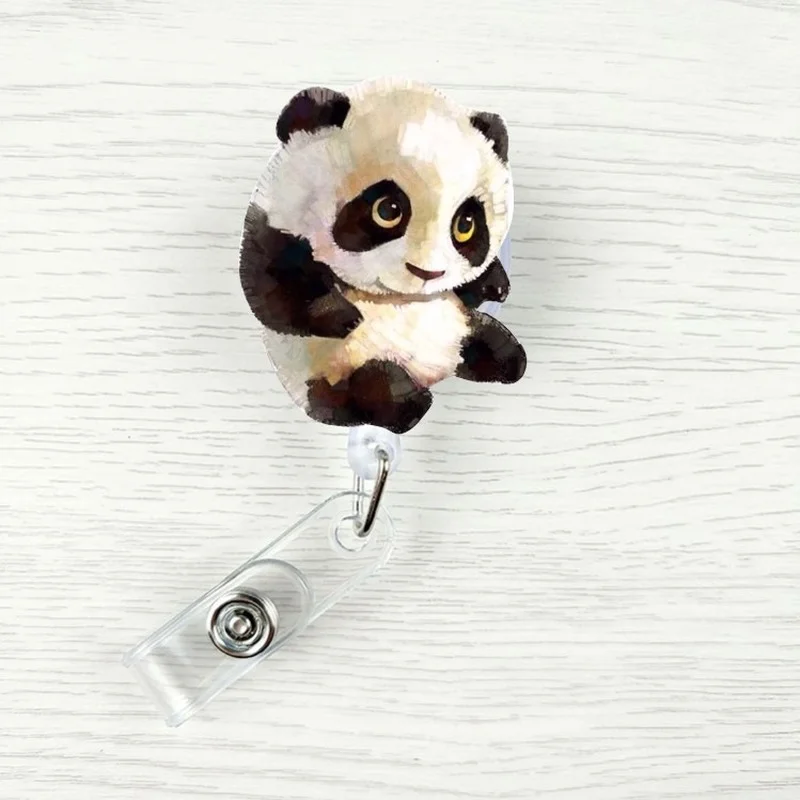 

Easy Pull Work Badge Clip Cartoon Animal Retractable Badge Reels ID Tag Working Permit Clips