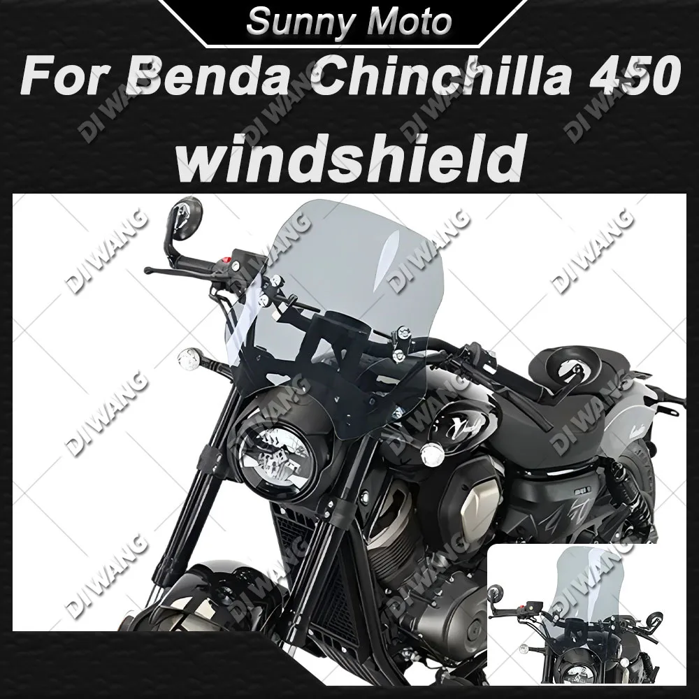 Motorcycle Front Windshield For Benda Chinchilla 450 Unbreakable Tempered Acrylic Windscreen Wind Deflector Modified Accessories