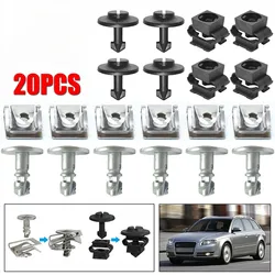 20pcs Undertray Engine Under Cover Fixing Clips Shield Trim Panel Screw For Audi A3 A4 A6 A8 TT Auto Repair 4A0805163 4A0805121A