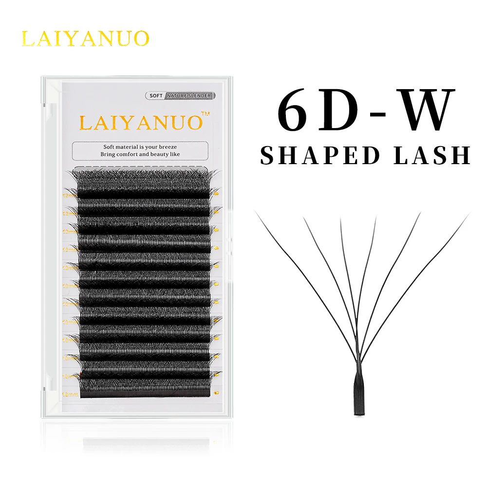 LAIYANUO-extensiones de pestañas con forma de W 6D, abanicos prefabricados de floración automática, luz suave Natural, pestañas de alto Idividual