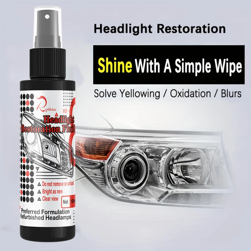 100ml Car Headlight Restoration Polishing Spray Scratch Remover Clean Auto Detailing Refurbishing Liquid for Jaguar BMW Peugeot