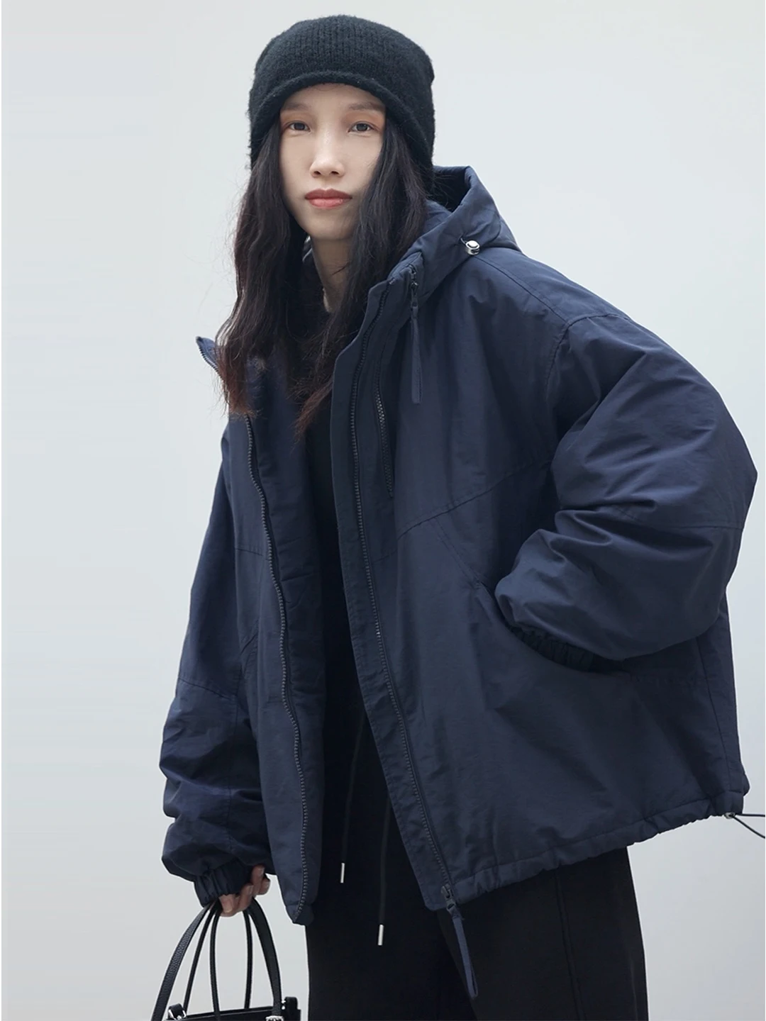 

Lightweight Loose Fit Zipper Closure Cotton Jaet Women's Winter Coat Thin Model Hooded Long Sve Casual Warm Coat