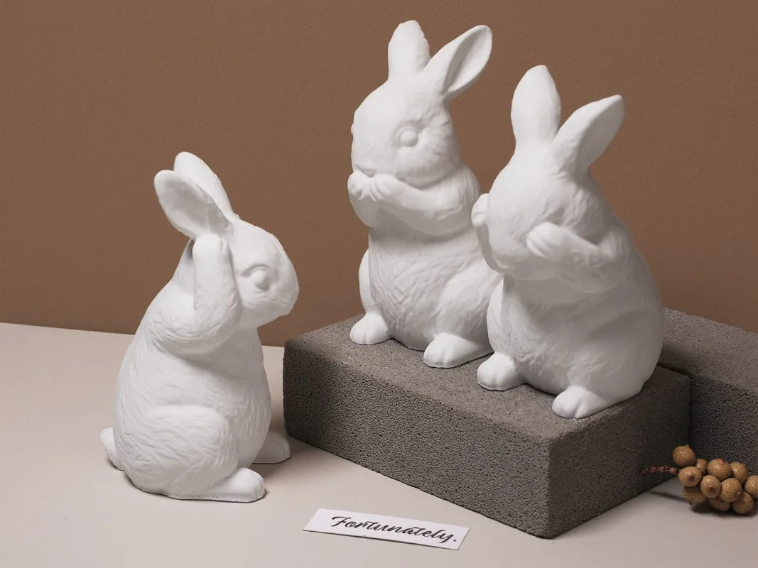 3D Rabbit Candle Silicone Mold Easter Bunny Ornament Plaster Concrete Molds Cute Sitting Rabbit Soap Scented Candle Casting Mold