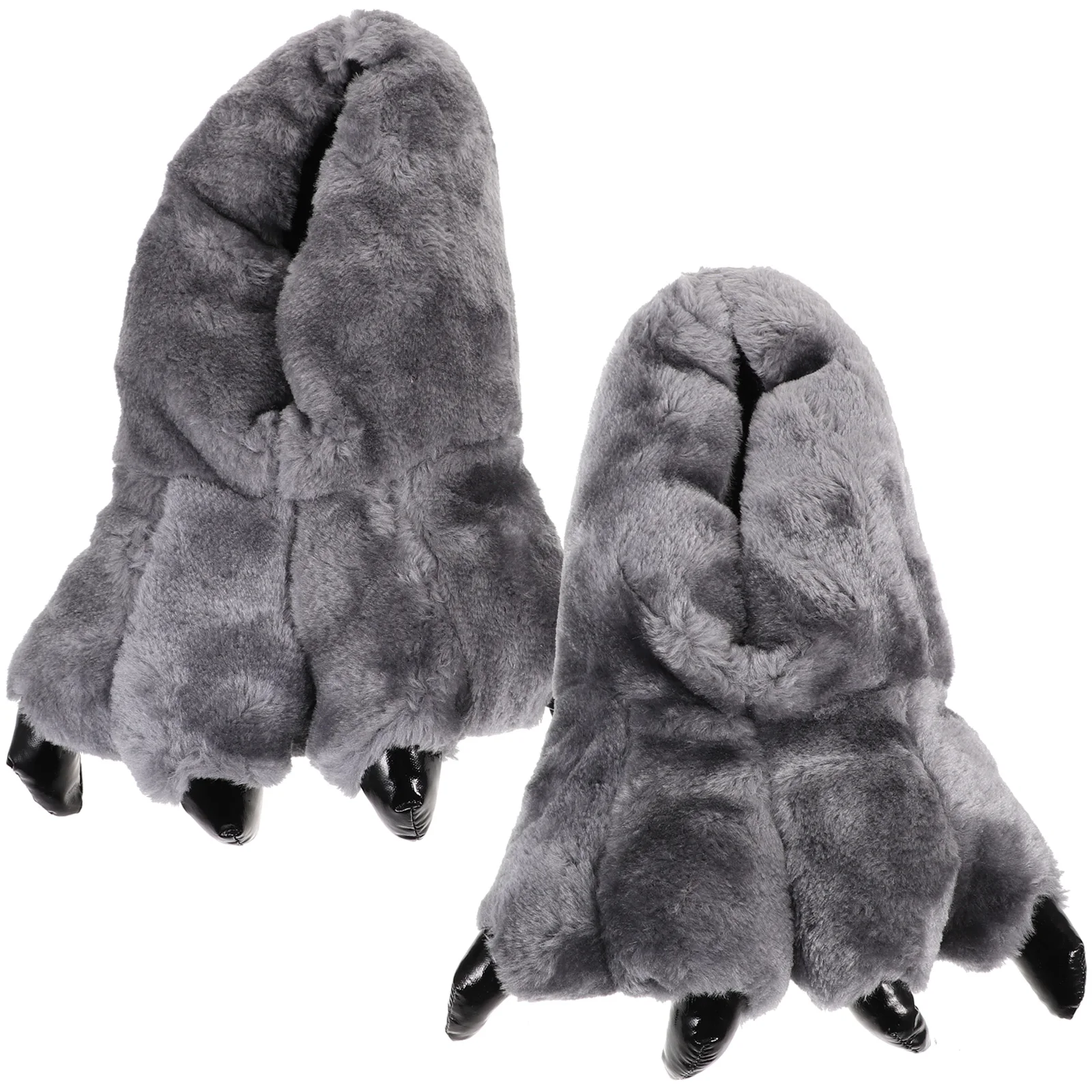 

1 Pair Winter Slippers Anti-Slip Indoor Home Footwear Cute Dinosaur Paw Design Heel Unisex Slippers Wrapped Unisex Gray