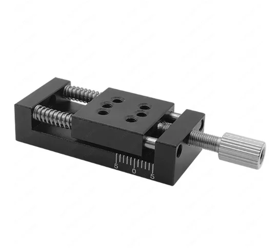 Manual mini slide table X-axis fine-tuning screw simple guide rail aluminum alloy displacement table, spring return stroke 15mm