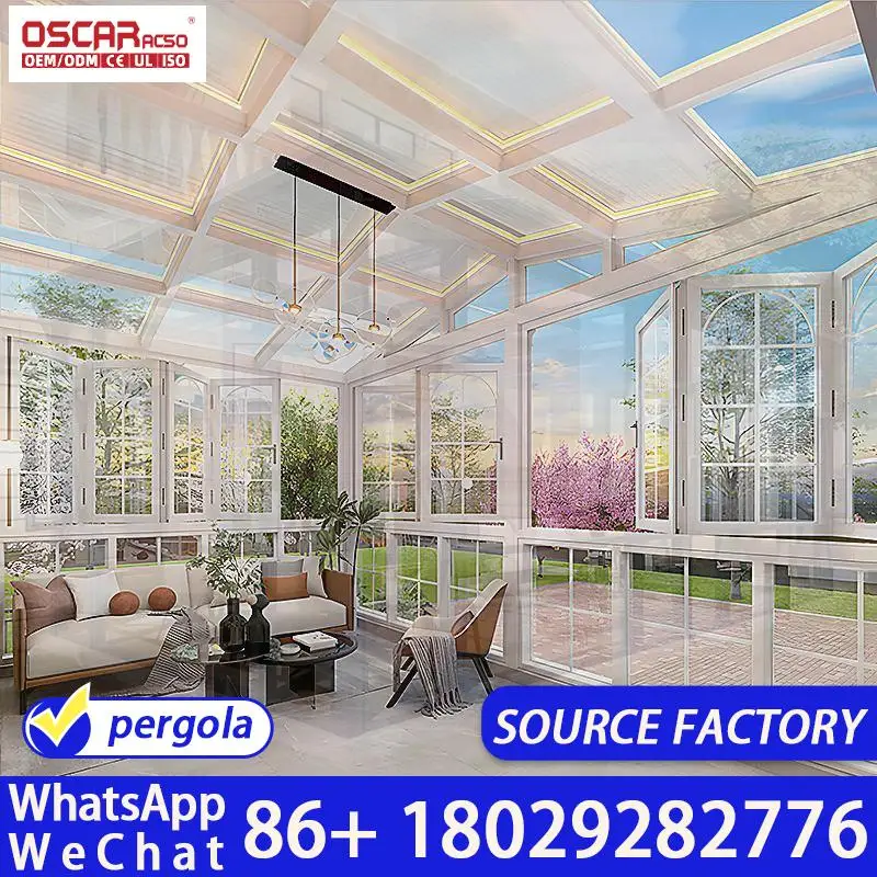 Custom All Season Aluminum Modular Sunroom Low E Double Tempered Glass High Light Transmission Patio Garden Villa Europe North A