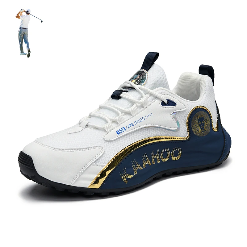 

Men Top Quality Golf Sneakers Leather and Mesh Men Golf Sport Shoes White Blue Mens Casual Golfing Training Sneakers