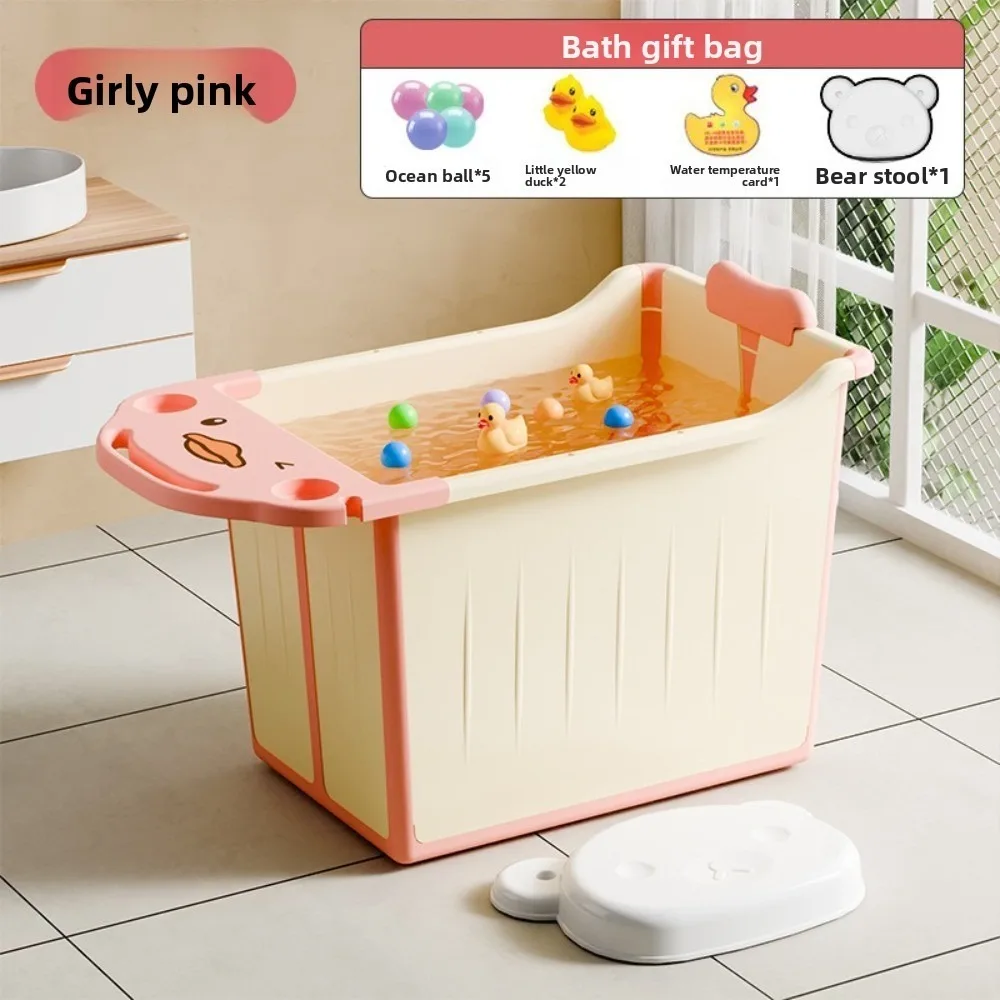 

New Portable Bath Tub Foldable with Drainage Hole Swimming Bucket Non-Slip Base Space-saving Bath Bucket Supplies