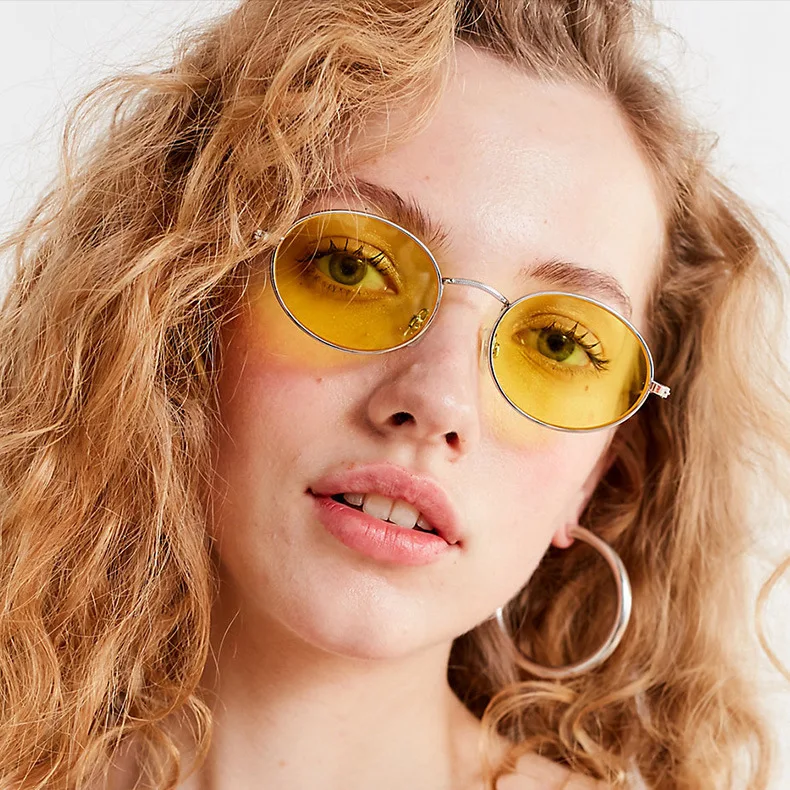 2024 Vintage Classic Metal Round Sunglasses Women Small New Prince Retro Brand Red Orange Pink Clear Glasses Ladies Shades UV400