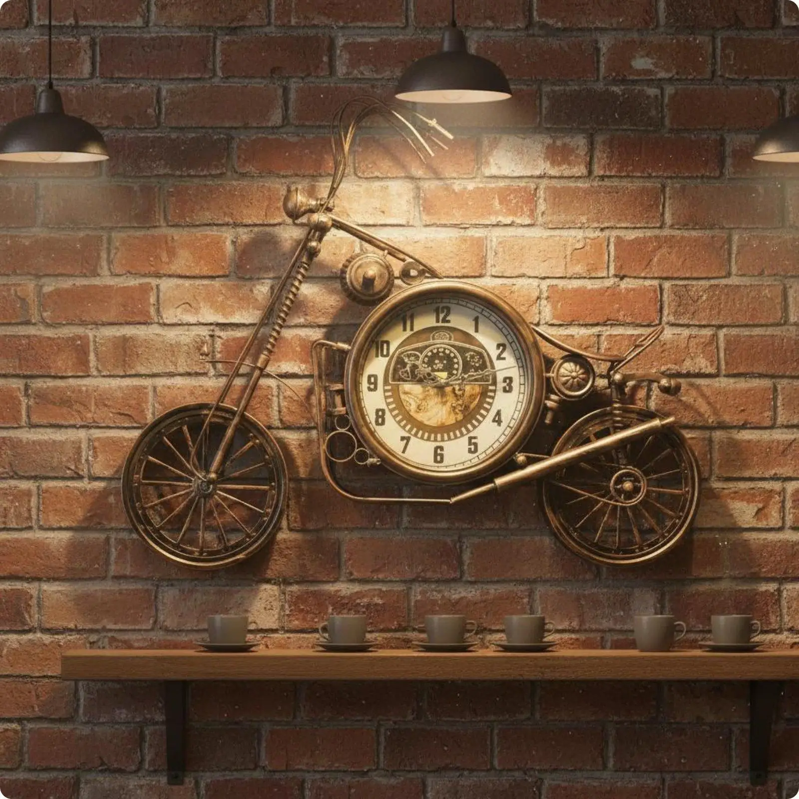 Distressed Retro Motorcycle Wall Clock Iron Hanging Decor for Studio Bar Vintage Metal Art Unique Wall Clock Motor Design