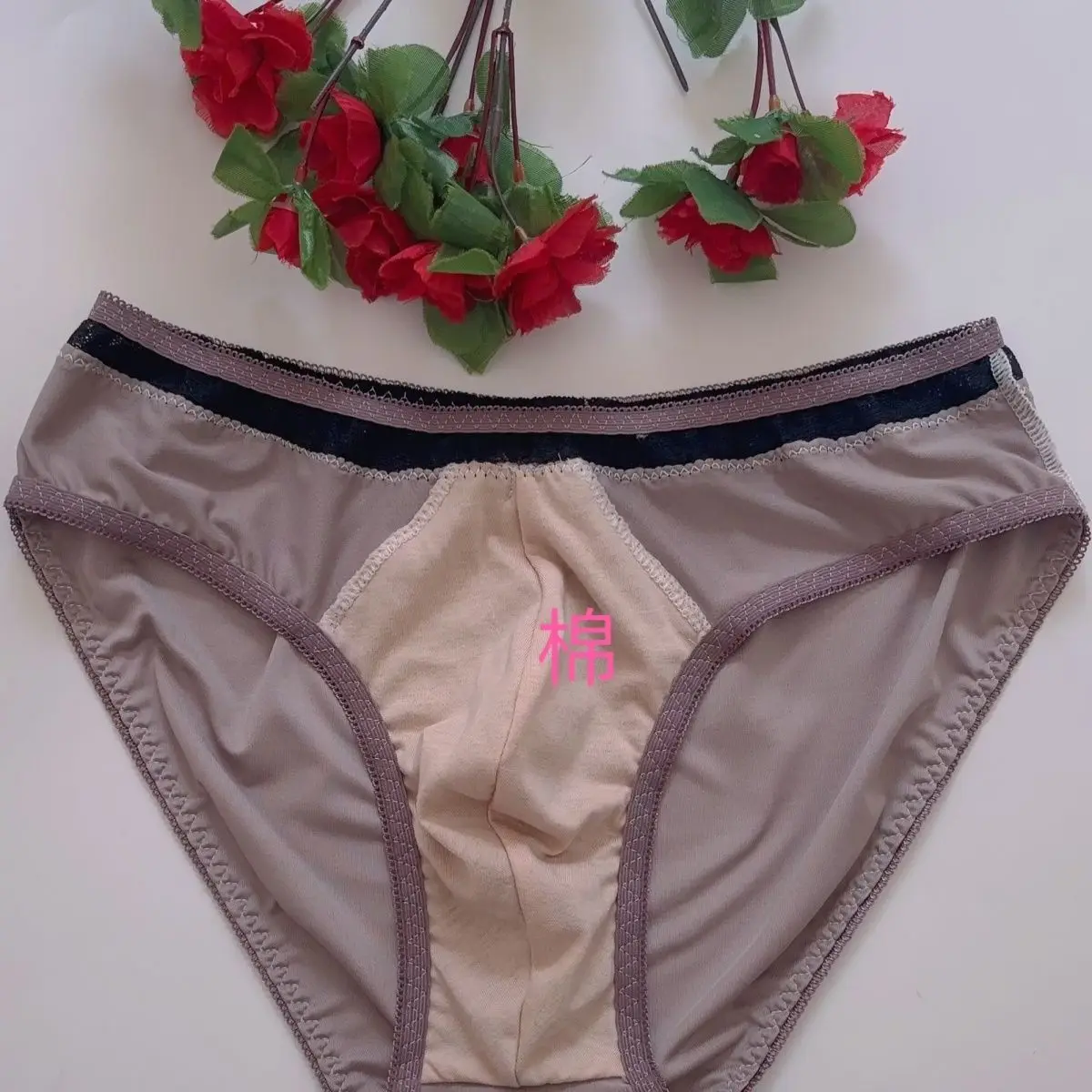 ชายลูกไม้ Bowtie กางเกงต่ําเอวนูนกระเป๋านุ่มและ Silky Panty DJ Club Bar BF ของขวัญ LGBQ กางเกง