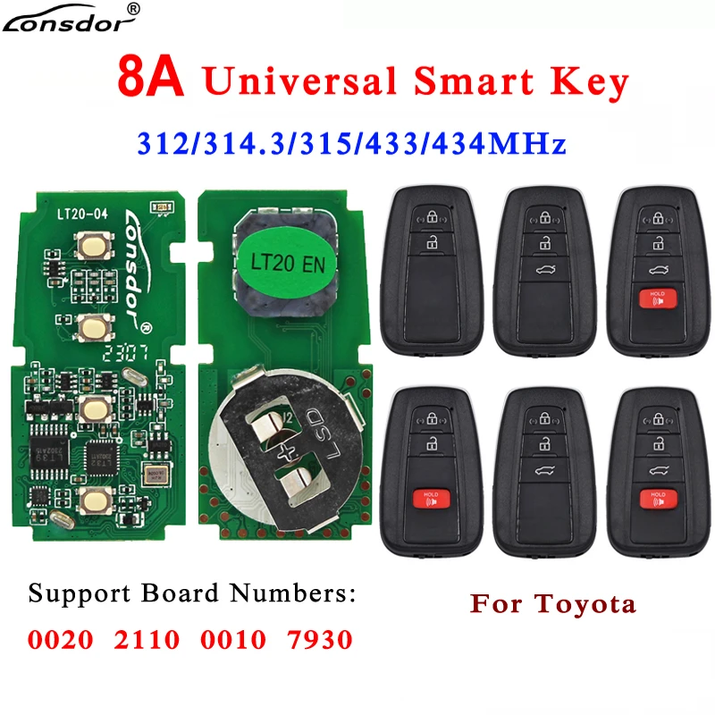 Lonsdor 8A uniwersalny inteligentny klucz zdalny zbliżeniowy PCB wsparcie dla Toyota Lexus pracy z K518 K518SE KH100 +