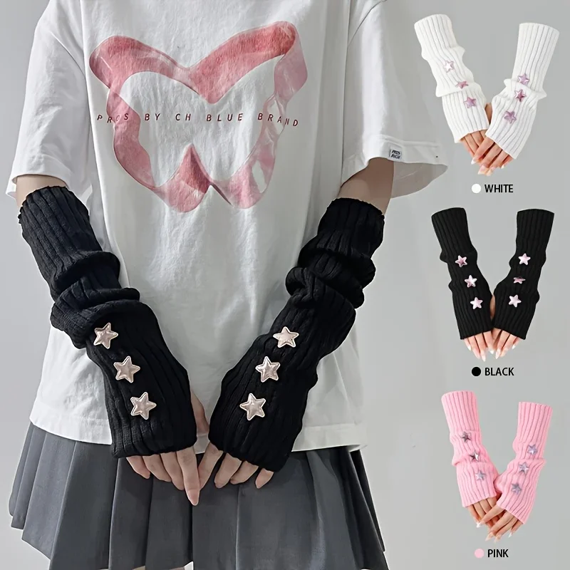 1-par-de-luvas-femininas-sem-dedos-com-detalhes-em-forma-de-estrela-nas-cores-branco-preto-e-rosa-um-acessorio-moderno-e-lavavel-a-maquina