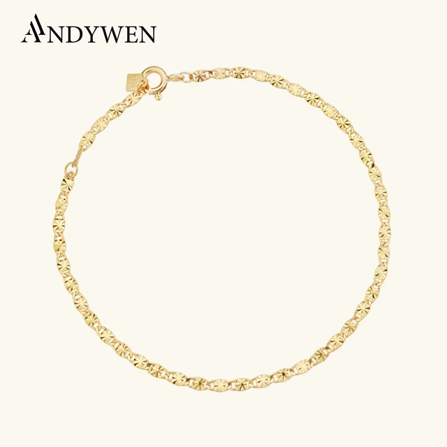 ANDYWEN 2020 New 925 Sterling Silver Gold Wave Locker Chain Bracelet Women Luksusowa biżuteria 2021 Women Wedding Rock Punk Bangle