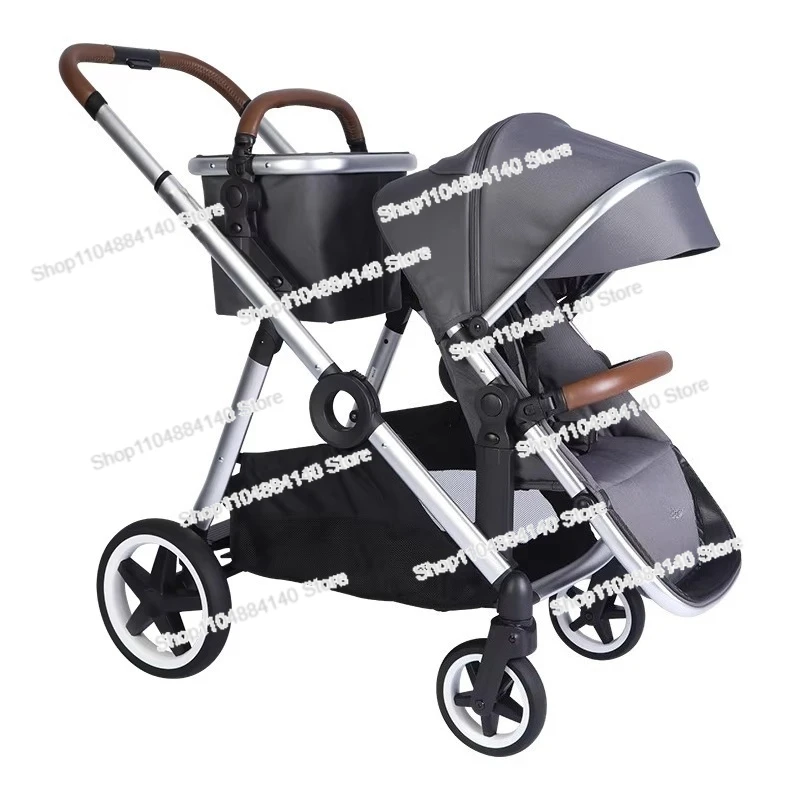 

China Best Foldable Aluminum Frame Two Seat Newest 3 in 1 Double Stroller with Shopping Basket