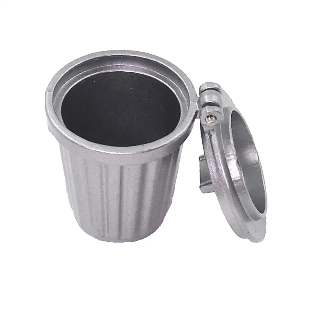 

Dollhouse Miniature Alloy Trash Can Doll Home Decoration Dollhouse Accessory Silver Bin for 1 12 Scale Dollhouse Furniture
