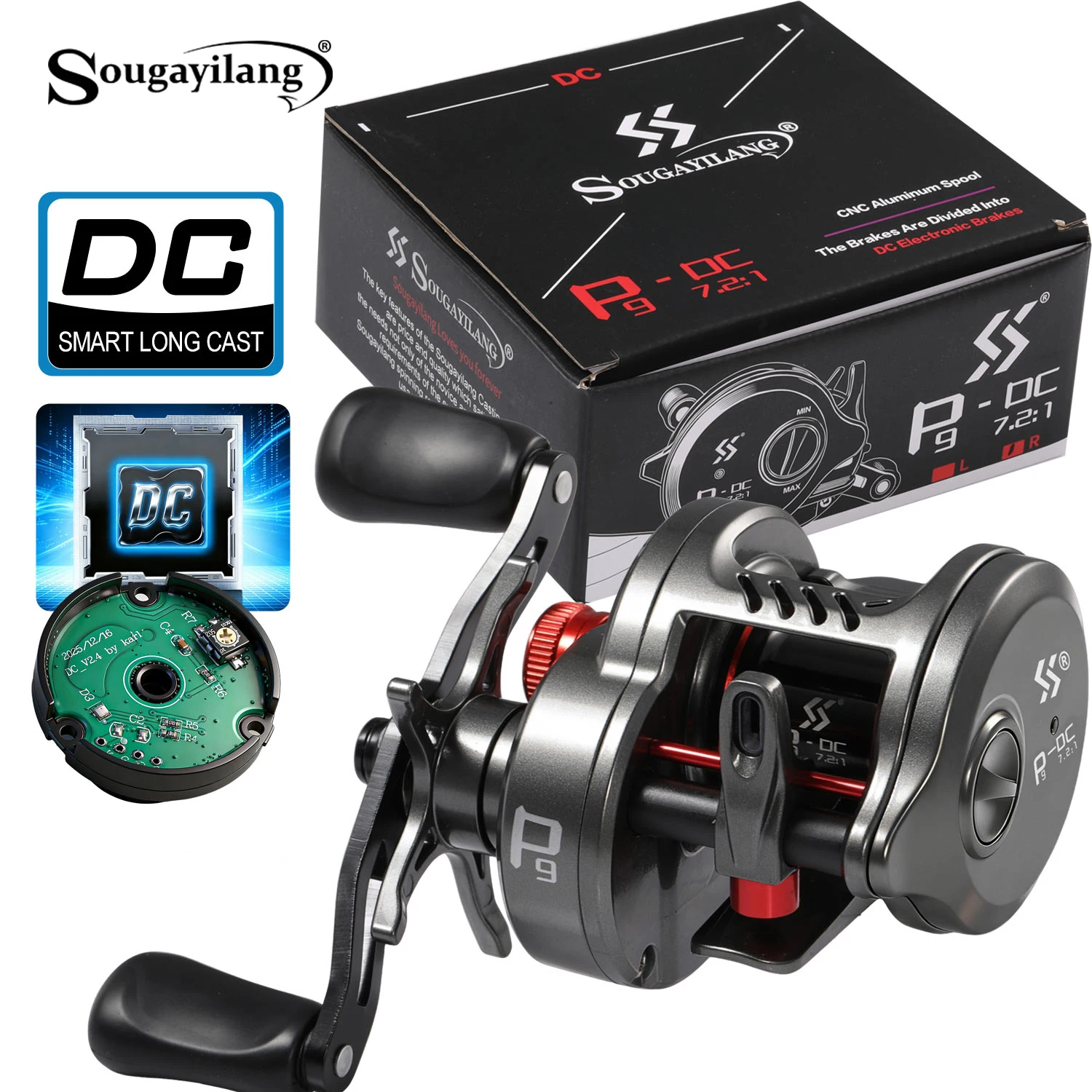 sougayilang-p9-dc-electronic-brake-baitcaster-reel-72-1-gear-ratio-5-1bb-anti-explosion-line-saltwater-freshwater-fishing-reel