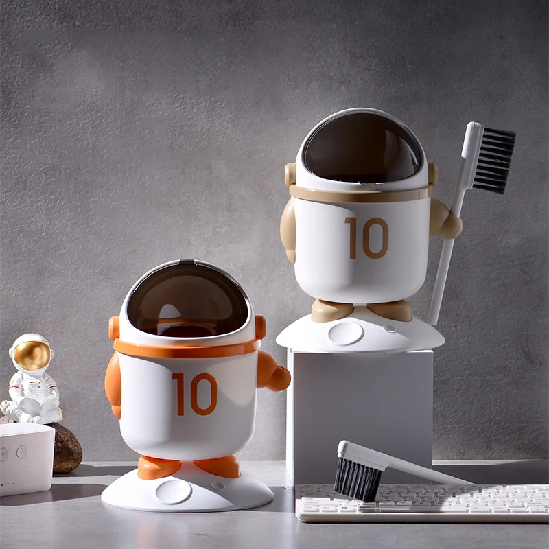 New Desktop Trash Can Organizer Ins with Lid Astronaut Trash Bin Storage Box Girl Pen Holder Storage Bucket Flip Top Astronaut