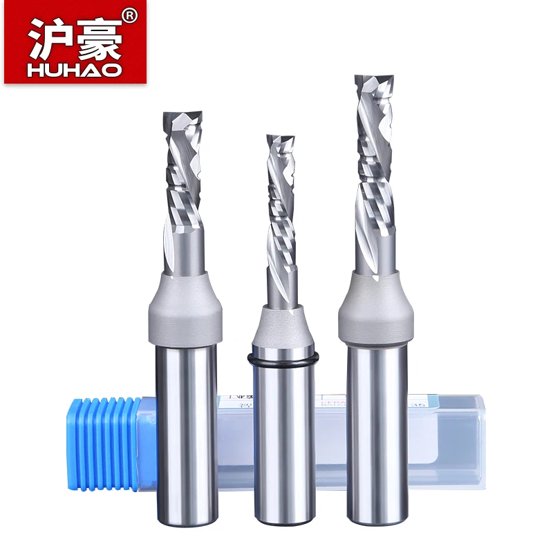 HUHAO Woodworking Router Bit Compound Spiral Router Bit  Engraving Slotting and Trimming Straight Sprial Milling Cutter