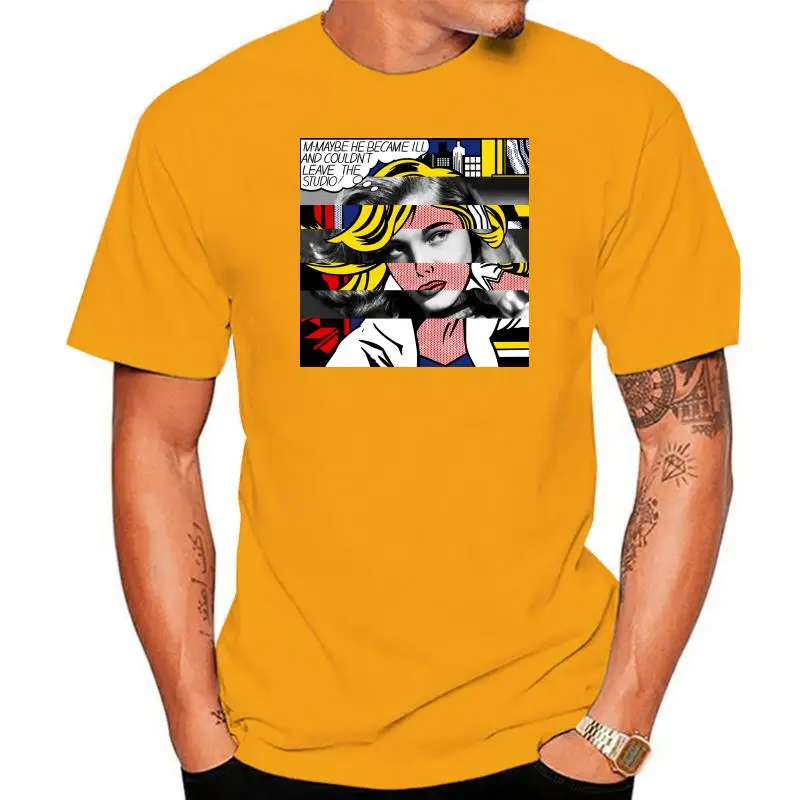 Men tshirt  Roy Lichtenstein M Maybe  Lauren Bacall Classic T Shirt Printed T-Shirt tees top