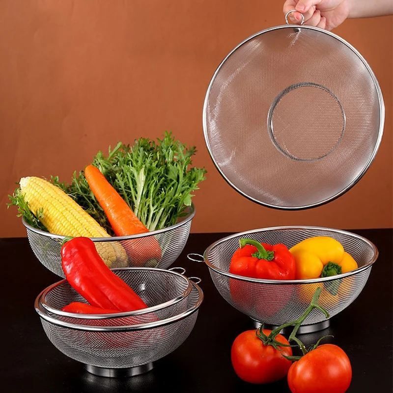 

Mesh Kitchen Strainer Fine Mesh Colander Fruit Sink Colander Strainer Rice Washing Frying Basket Food Drain Basket Cooking Tools