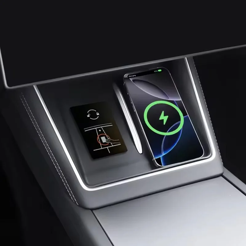 1 Stück Silikon-Wireless-Ladematte für Tesla Model YL Juniper 2025 2026 Mittelkonsole Rutschfester Schutzpad Draht – Detail 8
