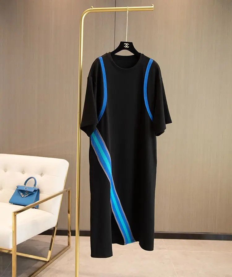 ฤดูร้อนวินเทจหลวมO-คอแขนสั้นสบายๆเสื้อยืดชุดเสื้อผ้าผู้หญิงอารมณ์สง่างามลายชุด