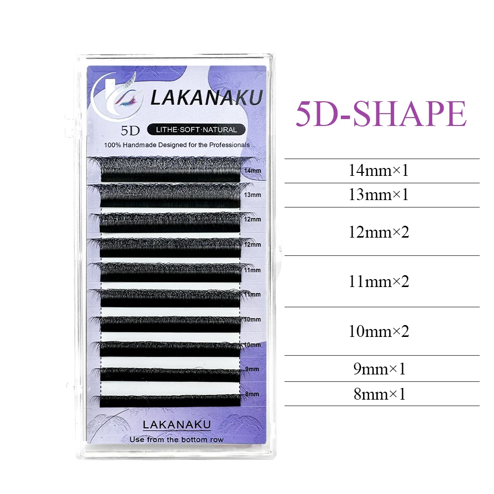 LAKANAKU Cilios 5D W-shaped Eyelash Extension Automatic Flowering W Lashes C/D Curl High Quality Individual Fake Eyelashes