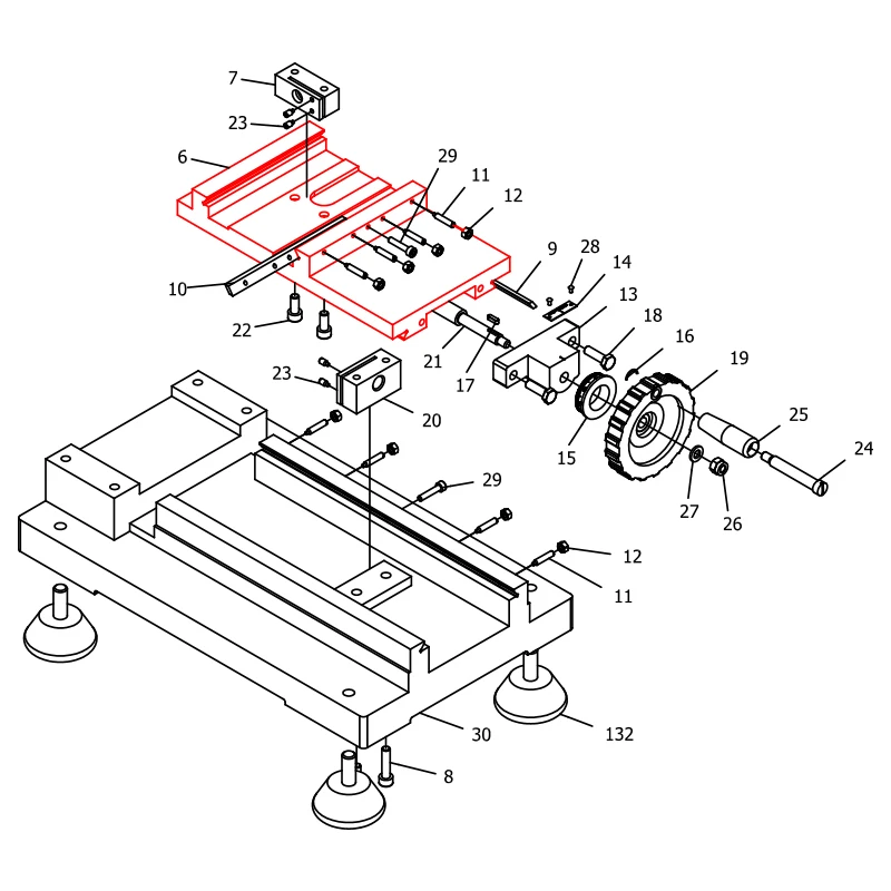 Bed saddle SIEG SX1P-006 Micro Mill Drill Accessories