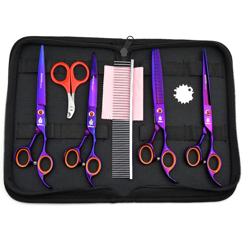 7" Inch Stainless Steel Pet Grooming Shears Set For Dog Cat Hair Beauty Tools Pet Using Styling Thinning Scissors Clipper