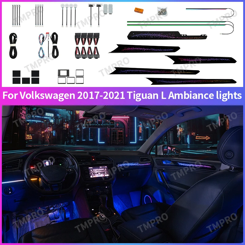 

Applicable for 2017-2021 Volkswagen Tiguan L Car Ambient Lights Automotive Interior Decoration64 Colors LED Safety assistance