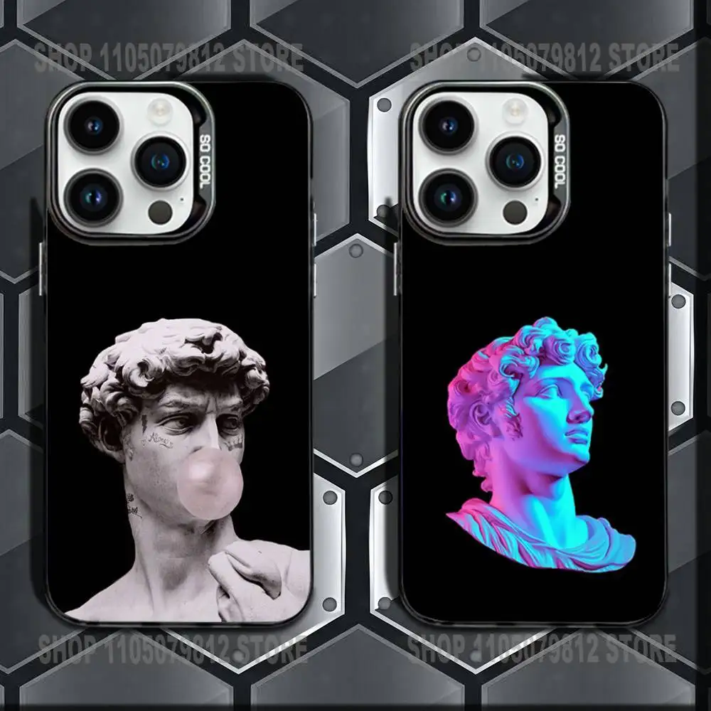 

Art Aesthetic Statue of David Phone Case For iPhone XR,17,16,15,14,13,12,11,Mini,Pro,E,MAX Black Candy Matte Shockproof Cover