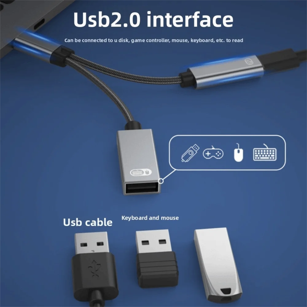 

PD60W 2 в 1 Адаптер Type-C к USB OTG Преобразователь Быстрая зарядка 2-в-1 USB C к аудиокабелю Прочный многофункциональный