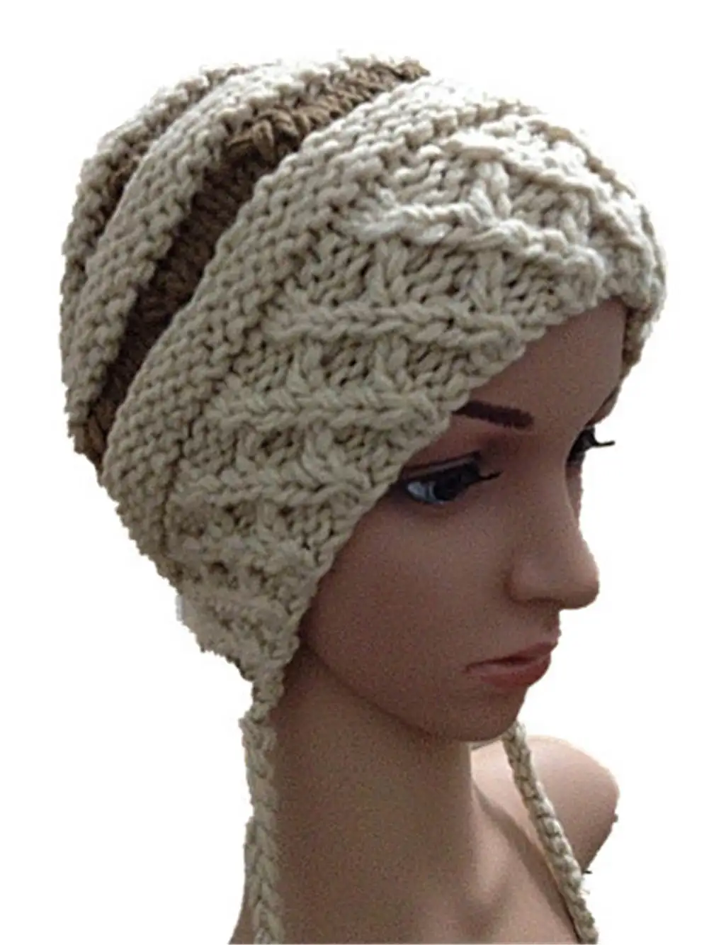 BomHCS 100% Handmade Knitted Hat Winter Women\'s Warm Beanie with Three Poms Caps