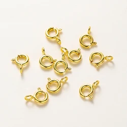 10PCS 18K Gold Plated Round Spring Brass Buckles Bracele Connectors Clasps Hook For DIY Jewelry Necklace Chain Bulk Findings
