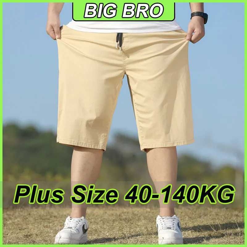 

Летние тонкие повседневные шорты для мужчин, большие размеры 7XL, свободные брюки средней длины с эластичной резинкой на талии, спортивные шорты Fat Guy, 40-140 кг, свободная мужская одежда