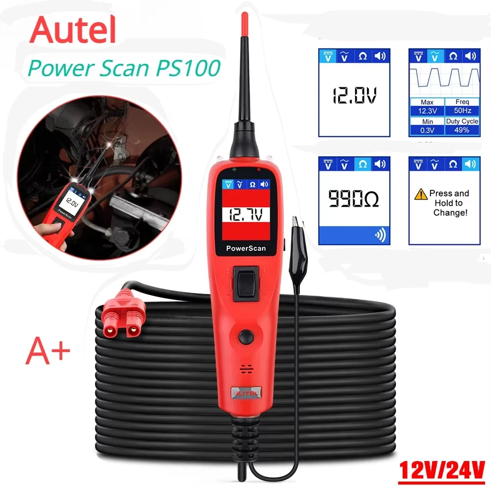 

Autel PowerScan PS100 Electrical System Diagnosis Tool Automotive Circuit Tester 12V/24V Car Diagnostic Auto Repair Tools