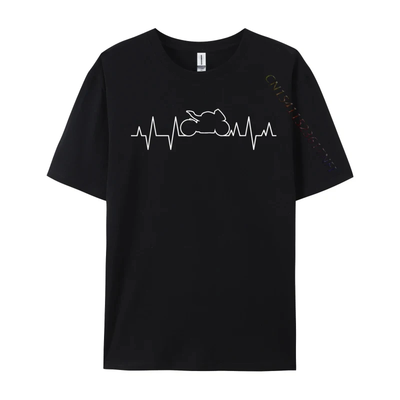 Sports Bike Motorcycle Heartbeat Ecg Cardiogram Tees Design Newest Printed On Cotton Men T Shirt Printed On Top T-Shirts