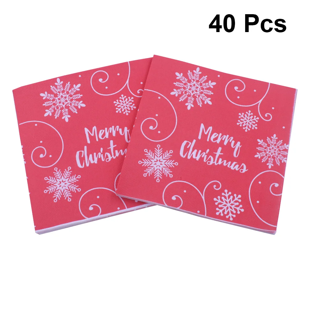 40 Pcs Christmas Napkins for Wedding Snowflake Luncheon Dinner Party Paper Printed Tissue