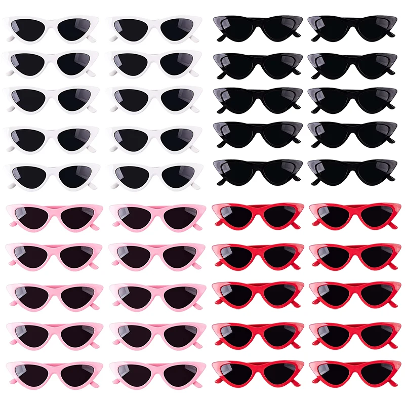 

10pcs New Cat Eye Sunglasses Black White Pink Red Glasses Bachelorette Party Photo Glasses Wedding Bridal Shower Decorations