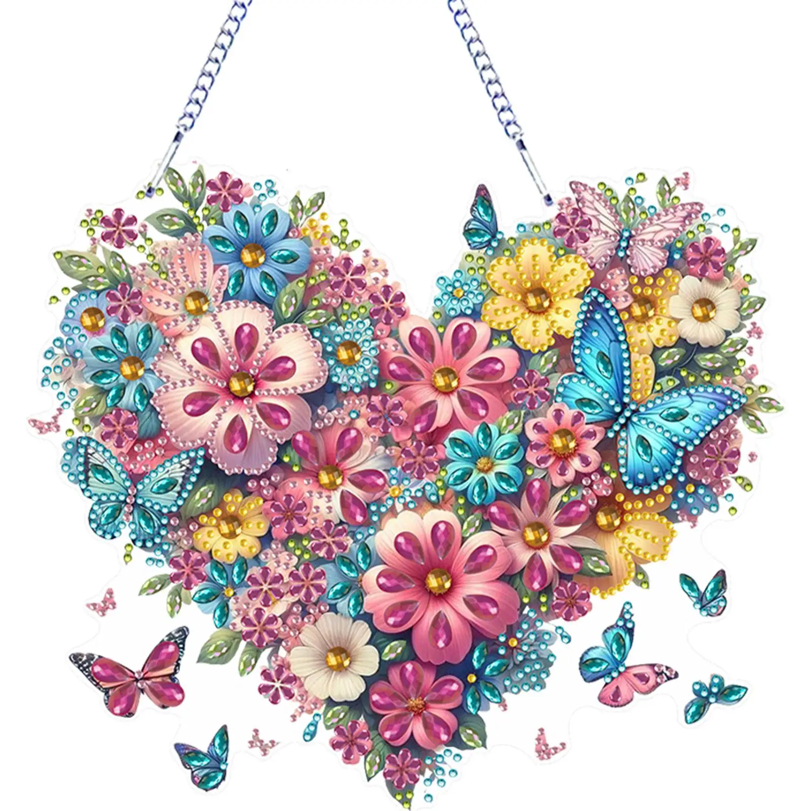 

Flower Theme 2D Flat DIY Special Shape Rhinestone Diamond Art Window Pendants Diamond Art Pendant Wall Decor for Home & Windows